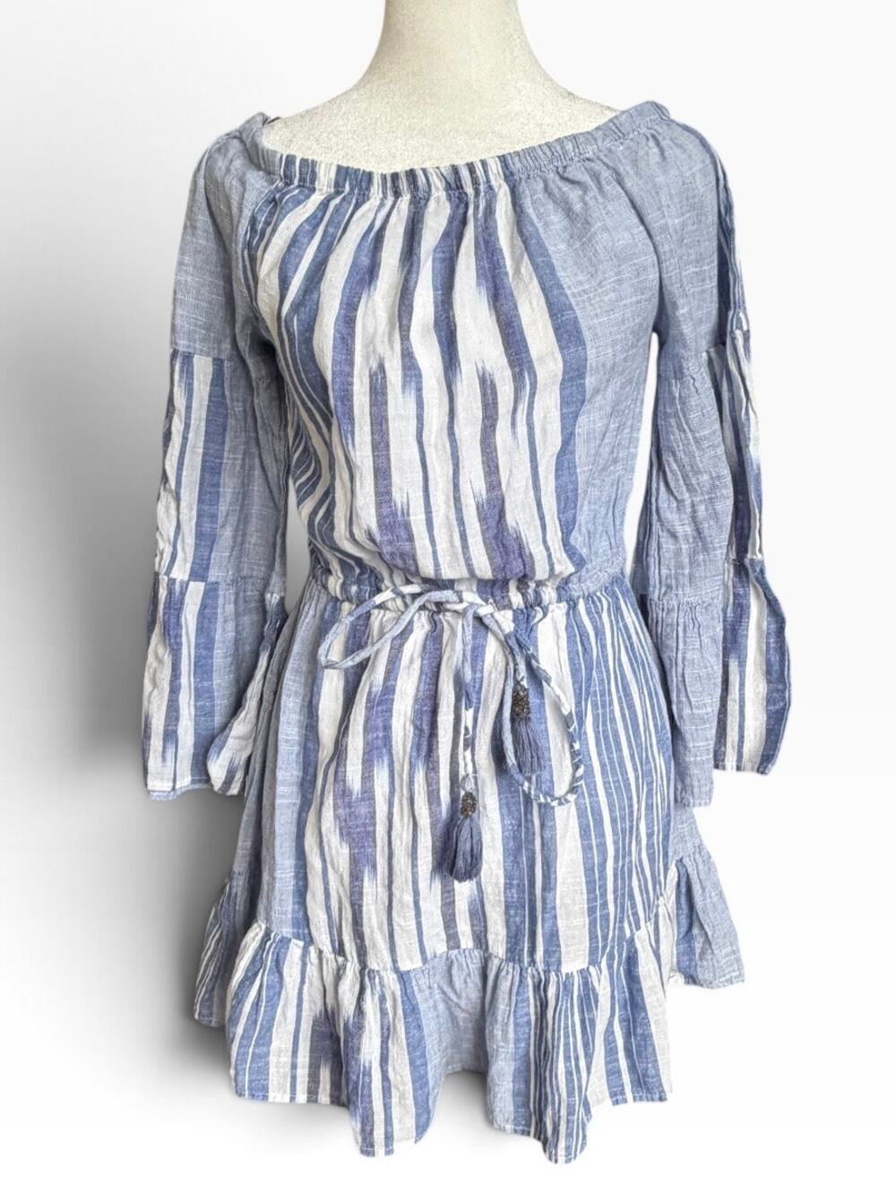 Blue Island blue&white resort beachside mini dress Sz-S